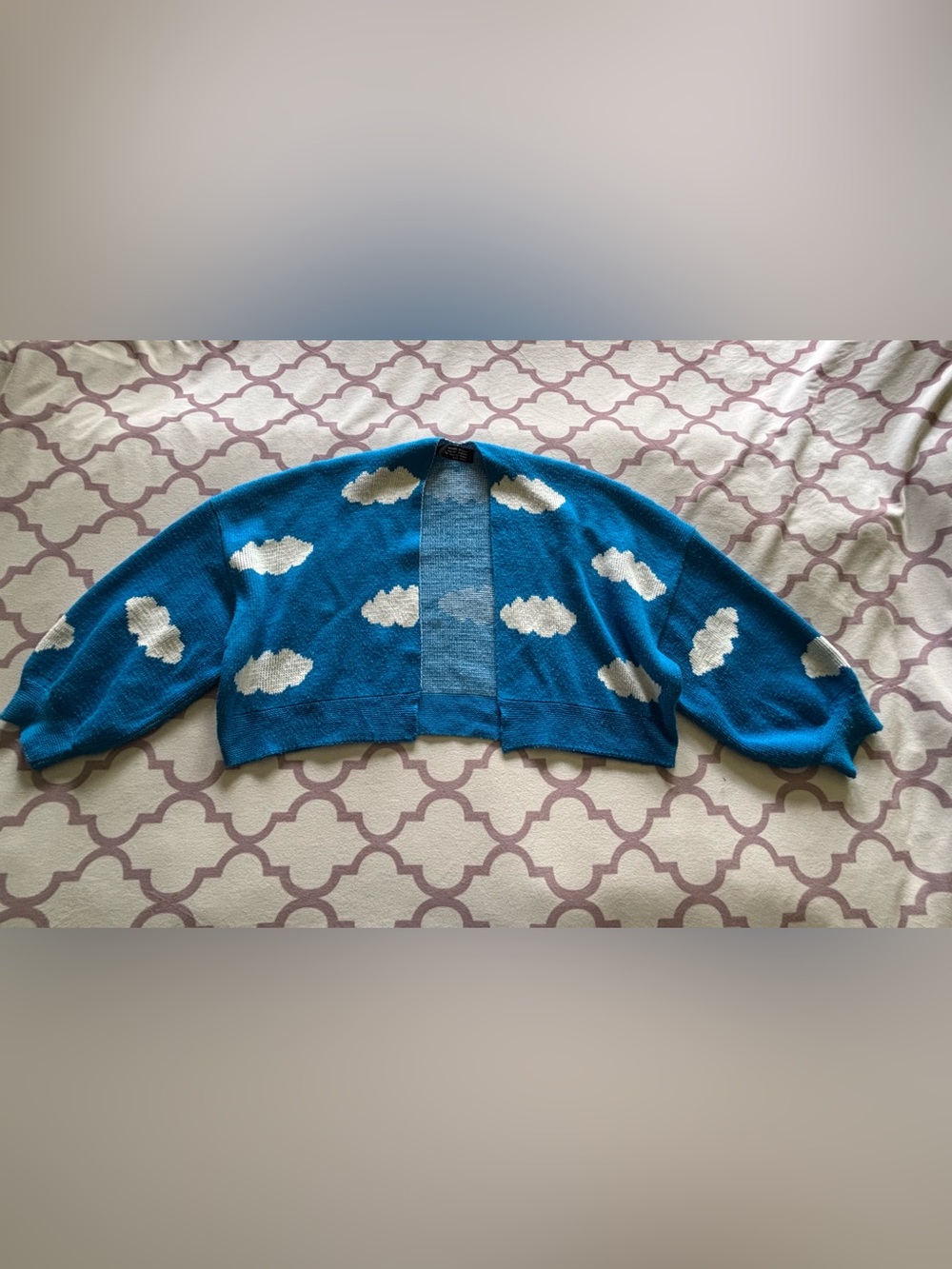 Blue Cloud Print Women's Sweater Set